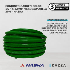 Conj Mangueira Garden Color 1/2X2Mm Verde/Amarela 30M Nasha