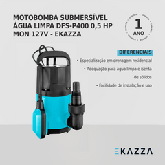 Bomba d'água Submersível DFS-P400 0,5 HP Ekazza