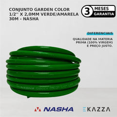 Conj Mangueira Garden Color 1/2X2Mm Verde/Amarela 30M Nasha