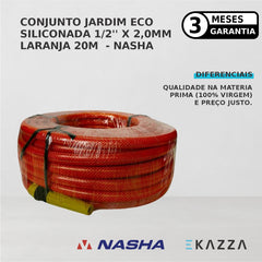 Conj Mangueira Jardim Eco Silicon 1/2X2Mm Laranja 20M Nasha