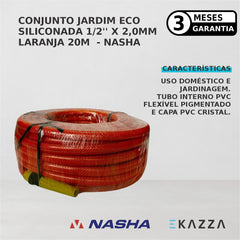 Conj Mangueira Jardim Eco Silicon 1/2X2Mm Laranja 20M Nasha