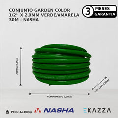 Conj Mangueira Garden Color 1/2X2Mm Verde/Amarela 30M Nasha