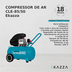 Compressor de Ar 50 litros CLE-85/50 2,0 HP Ekazza