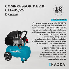 Compressor de Ar 50 litros CLE-85/50 2,0 HP Ekazza