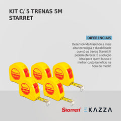 Kit c/ 5 Trenas de Bolso 5M/16' MM/POL STS34-5ME - Starrett