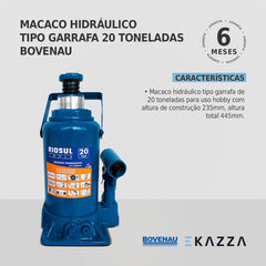 Macaco Hidráulico tipo Garrafa 20 Ton R070008 - Riosul Tools