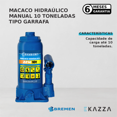 Macaco Hidráulico tipo Garrafa Manual 10 Toneladas - Bremen