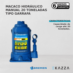 Macaco Hidráulico tipo Garrafa Manual 20 Toneladas - Bremen