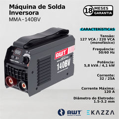 Máquina de Solda Inversora MMA-140BV - AWT