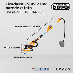 Lixadeira parede e teto MLP750 LED 750W 220V Mono - Menegotti