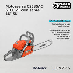 Motosserra CS53SAC 51CC 2T c/ Sabre 18" SN - Tekna