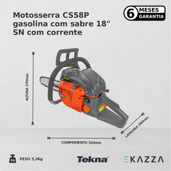 Motosserra CS58P 54,5cc Gas c/ Sabre 18" SN c/ Corrente - Tekna