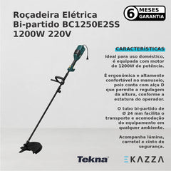 Roçadeira Elétrica Bi-partido BC1250E2SS 1200W 60HZ 220V - Tekna