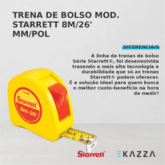 Trena de Bolso Série 8M/26' MM/POL STS1-8ME - Starrett