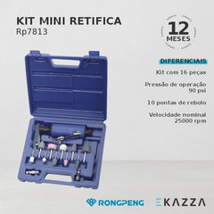 Kit Retifica Pneumática 1/4 0.3HP 25000Rpm Rp7813 Rongpeng