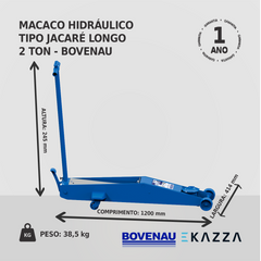 Macaco Hidráulico tipo Jacaré Longo 2 Ton J2200 - Bovenau