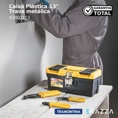 Caixa plástica ferramentas 13" trava metálica - Tramontina