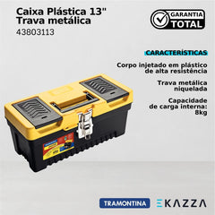 Caixa plástica ferramentas 13" trava metálica - Tramontina