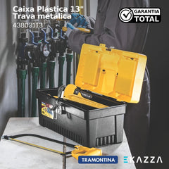 Caixa plástica ferramentas 13" trava metálica - Tramontina