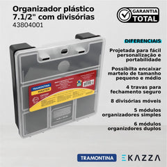 Organizador plástico 7.1/2" com divisórias - Tramontina