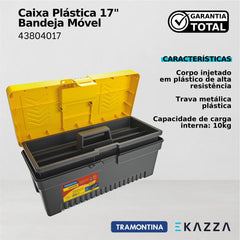 Caixa plástica ferramentas 17" bandeja móvel - Tramontina