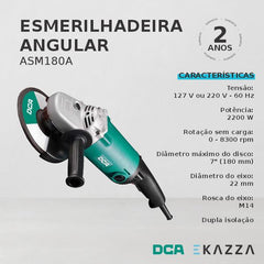 Esmerilhadeira Angular 7'' 2200W ASM180A - DCA