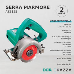 Serra Mármore 125MM 1600W 220V AZE125 - DCA