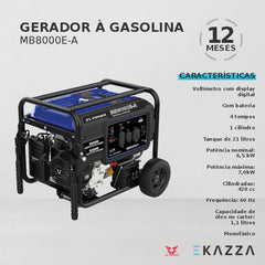 Gerador à Gasolina MB8000E-A - ZS POWER