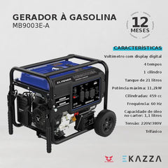 Gerador à Gasolina MB9003E-A - ZS POWER