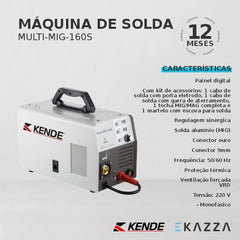 Máquina de Solda Inversora MULTI MIG 160S MMA 220V - KENDE