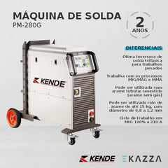 Máquina de Solda Inversora MMA E MIG PM-280G - KENDE