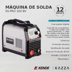 Máquina de Solda Inversora MMA SS-PRO 160 BV - KENDE