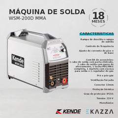 Máquina de Solda Inversora TIG DC WSM-200D MMA E TIG - KENDE