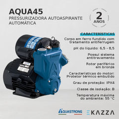 Bomba d'água Autoaspirante AQUA45 1,0 HP 220V Aquastrong